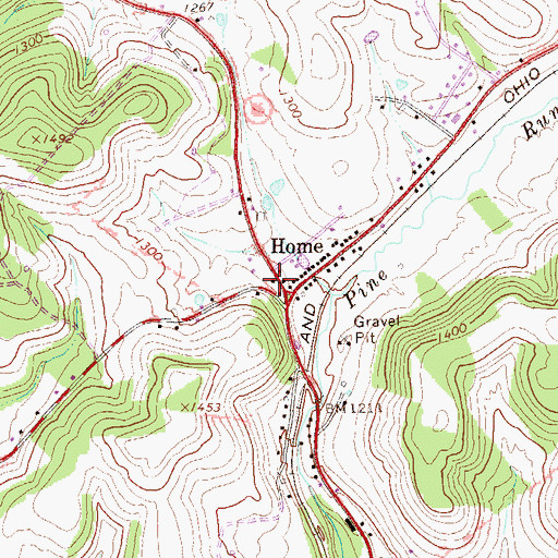 Topographic Map of Home Post Office, PA