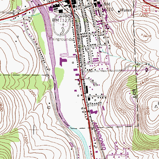 Topographic Map of Mansfield Post Office, PA