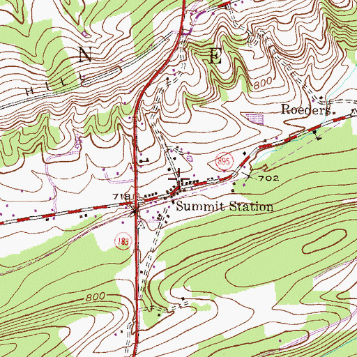 Topographic Map of Summit Station Post Office, PA