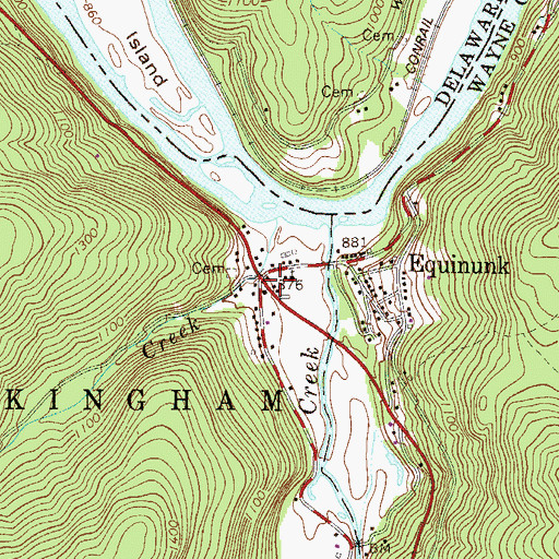 Topographic Map of Equinunk Post Office, PA