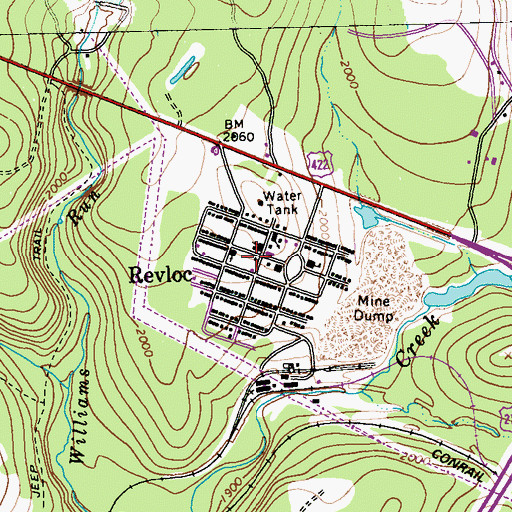 Topographic Map of Revloc Post Office, PA
