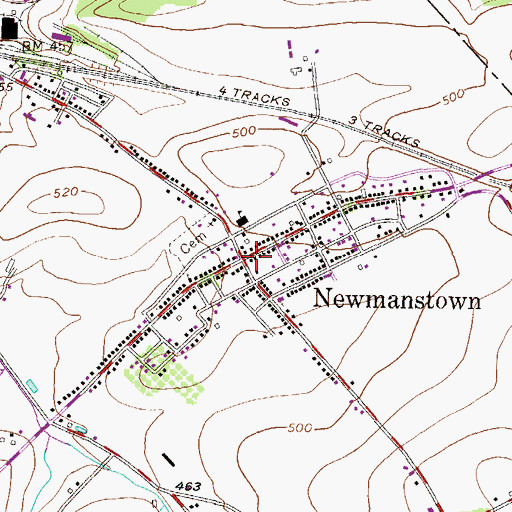 Topographic Map of Newmanstown Post Office, PA