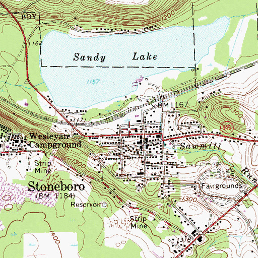 Topographic Map of Stoneboro Post Office, PA
