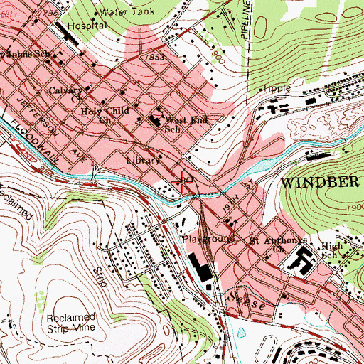 Topographic Map of Windber Post Office, PA