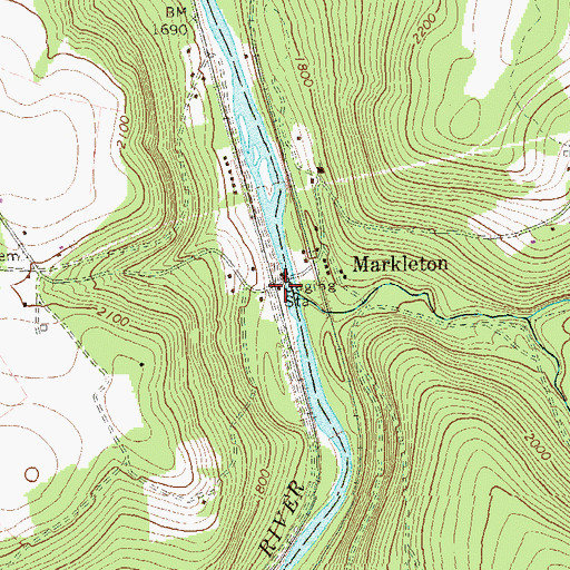 Topographic Map of Markleton Post Office, PA