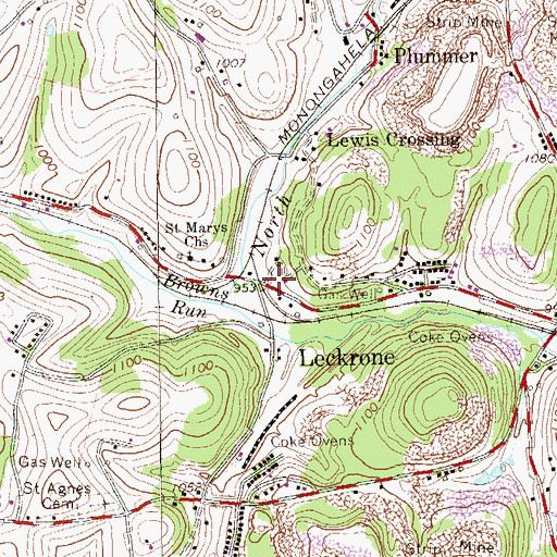 Topographic Map of Leckrone Post Office, PA