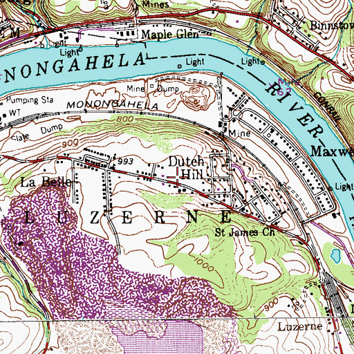 Topographic Map of La Belle Post Office, PA