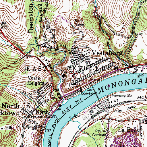 Topographic Map of Vestaburg Post Office, PA