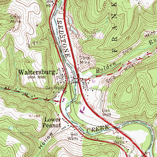 Topographic Map of Waltersburg Post Office, PA