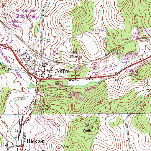 Topographic Map of Joffre Post Office, PA