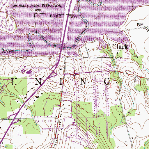 Topographic Map of Clark Post Office, PA