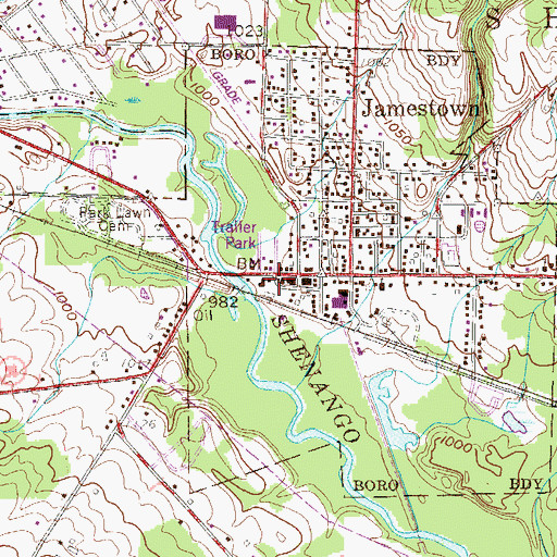 Topographic Map of Jamestown Post Office, PA