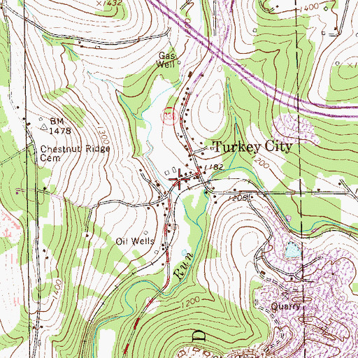 Topographic Map of Turkey City Post Office, PA