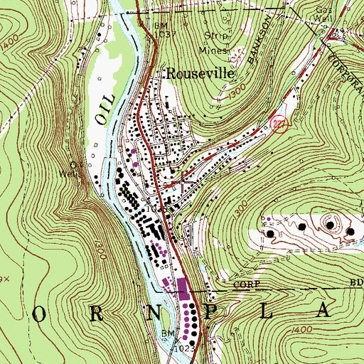Topographic Map of Rouseville Post Office, PA