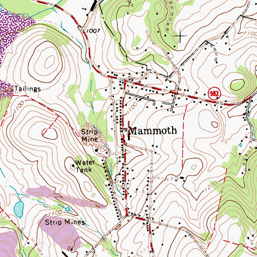 Topographic Map of Mammoth Post Office, PA