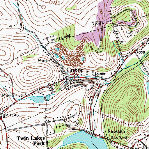 Topographic Map of Luxor Post Office, PA