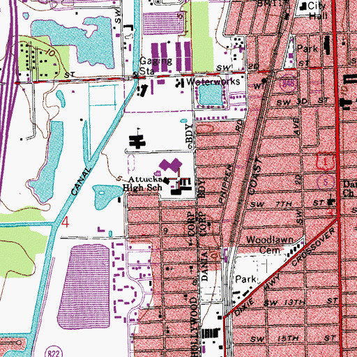 Topographic Map of Attucks High School, FL
