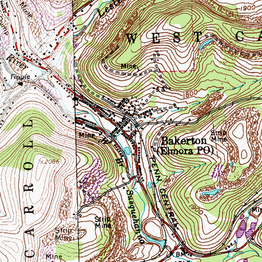 Topographic Map of Elmora Post Office, PA