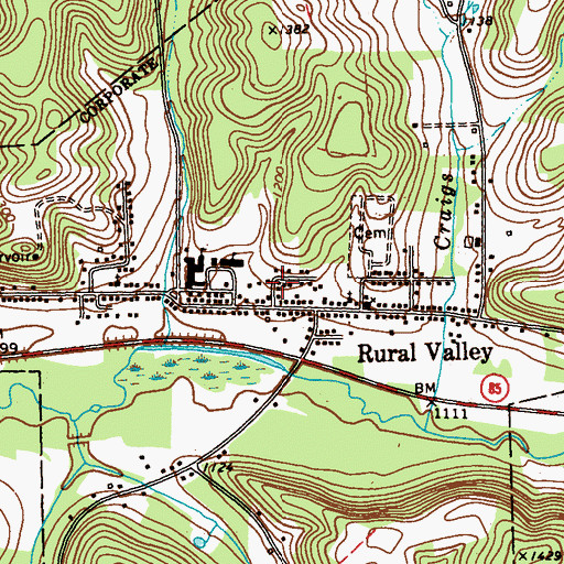 Topographic Map of Rural Valley Post Office, PA
