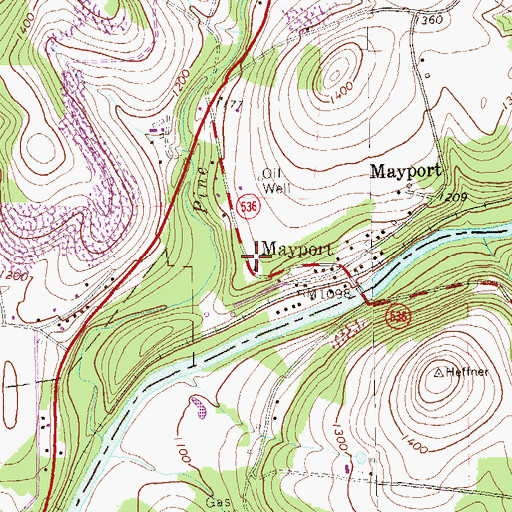 Topographic Map of Mayport Post Office, PA