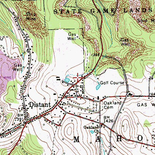 Topographic Map of Distant Post Office, PA