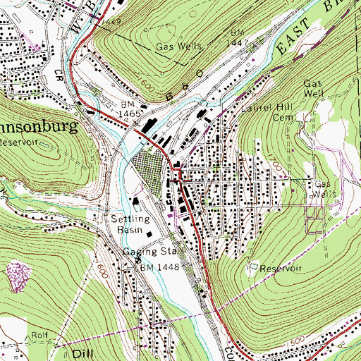 Topographic Map of Johnsonburg Post Office, PA