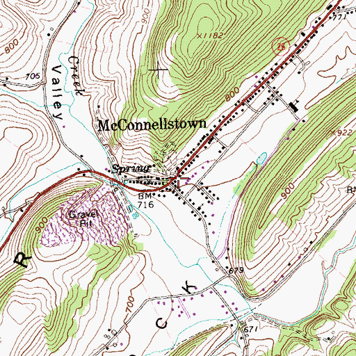 Topographic Map of McConnellstown Post Office, PA