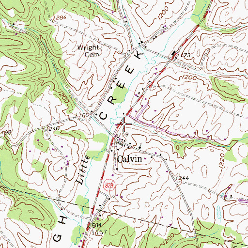 Topographic Map of Calvin Post Office, PA