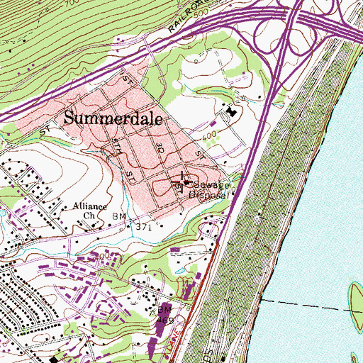 Topographic Map of Summerdale Post Office, PA