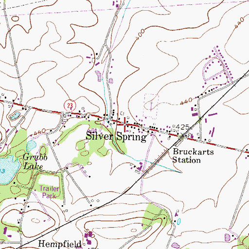 Topographic Map of Silver Spring Post Office, PA