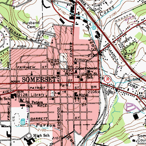 Topographic Map of Somerset Post Office, PA