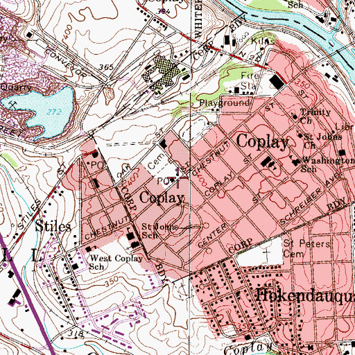 Topographic Map of Coplay Post Office, PA