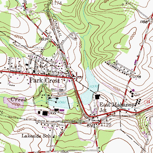 Topographic Map of Barnesville Post Office, PA