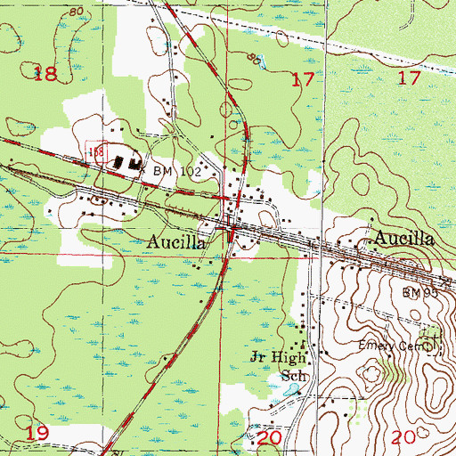 Topographic Map of Aucilla, FL