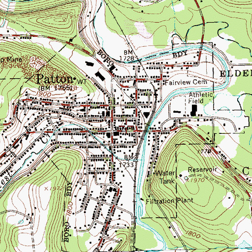 Topographic Map of Patton Post Office, PA
