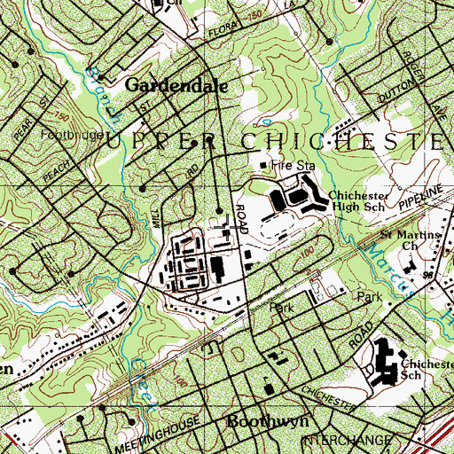 Topographic Map of Boothwyn Post Office, PA