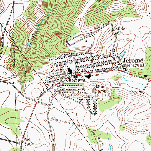 Topographic Map of Jerome Post Office, PA