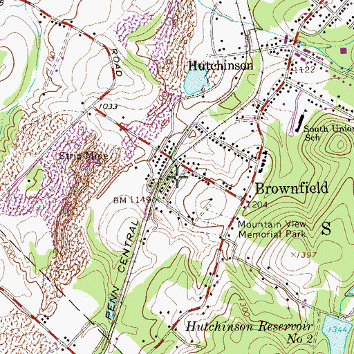 Topographic Map of Brownfield Post Office, PA