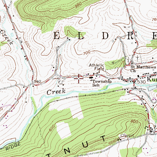 Topographic Map of Kunkletown Post Office, PA