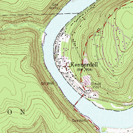 Topographic Map of Kennerdell Post Office, PA