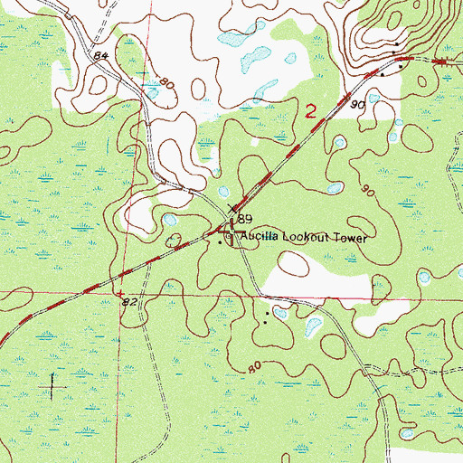 Topographic Map of Aucilla Lookout Tower, FL