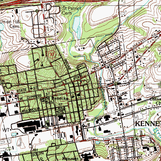 Topographic Map of Kennett Square Post Office, PA