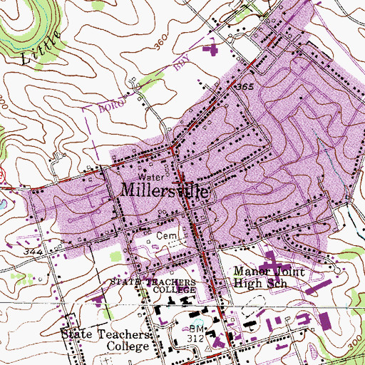 Topographic Map of Millersville Post Office, PA
