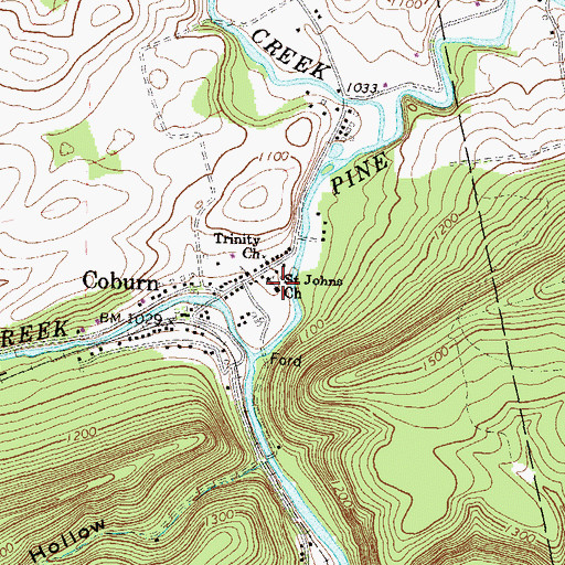 Topographic Map of Coburn Post Office, PA