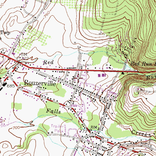 Topographic Map of Rouzerville Post Office, PA