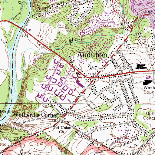 Topographic Map of Audubon Post Office, PA