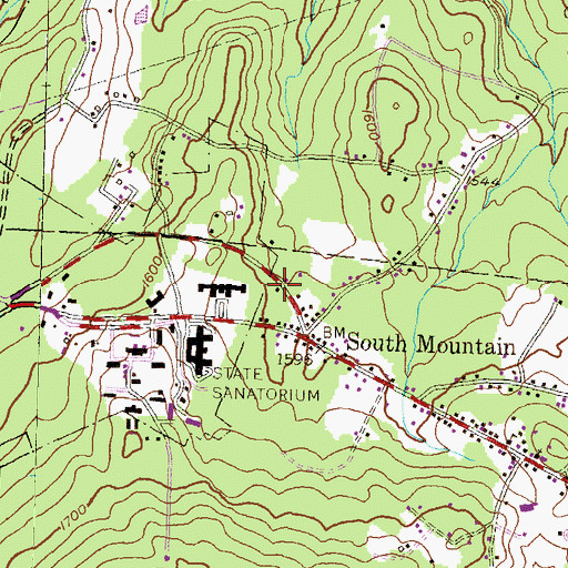 Topographic Map of South Mountain Post Office, PA