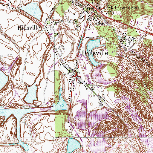 Topographic Map of Hillsville Post Office, PA