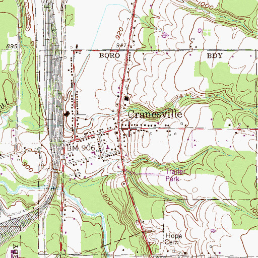 Topographic Map of Cranesville Post Office, PA