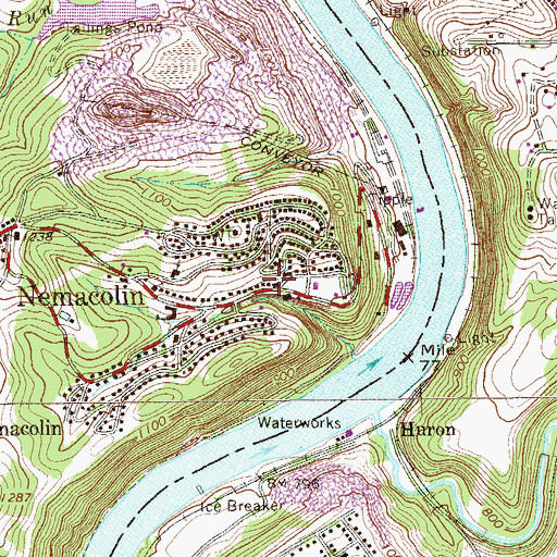 Topographic Map of Nemacolin Post Office, PA